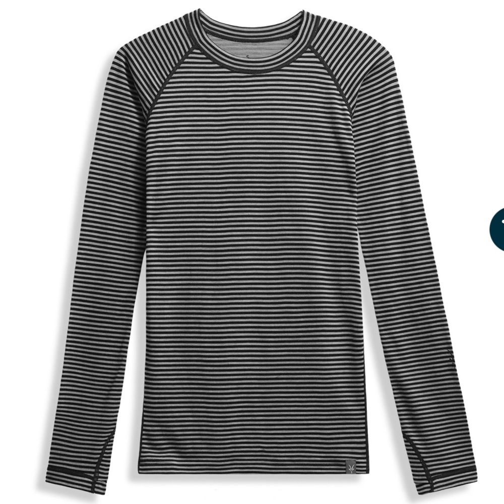 Ibex Women's Woolies Pro Tech Crew Striped Wool Shirt Small Black/Gray Baselayer